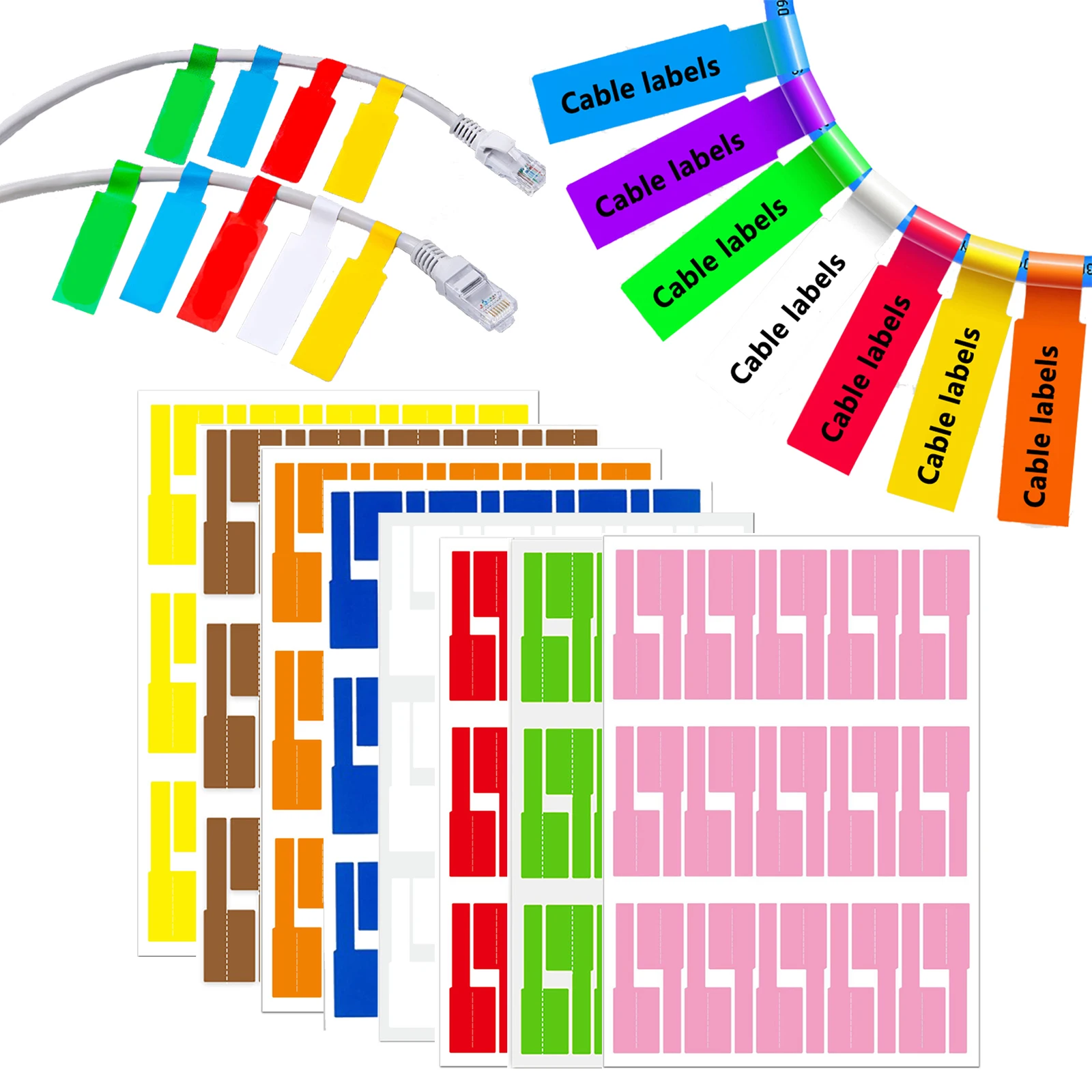 Industrial Laser - 240 Etiquetas Autoadhesivas para Cables, Coloridas,