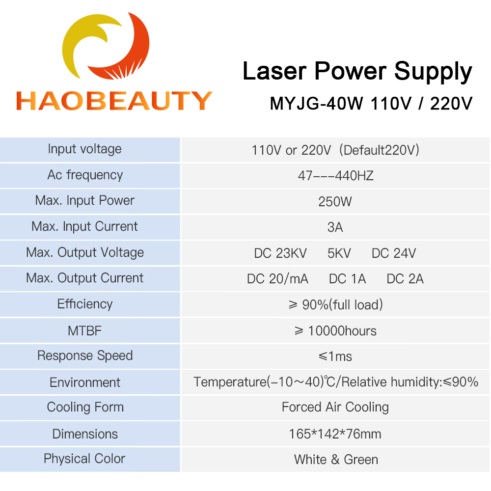 HAOBEAUTY MYJG-40 fuente de al - Industrial Laser Technology reseña y precio